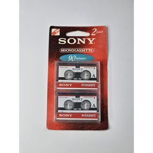 NOS Vintage‎ Sony 90-min Microcassette 2-Pack New in Original Packaging Tapes
